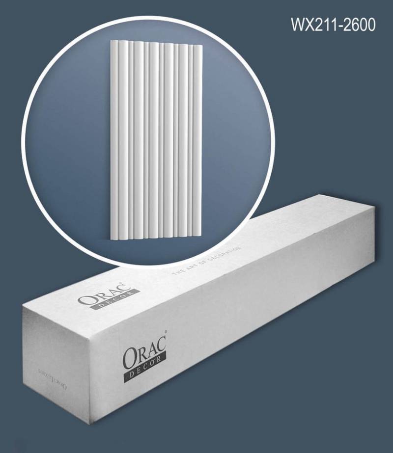 Orac Decor Wandpaneel WX211-2600-box FLUTE 3D Wandpaneele 1 Karton mit 6 Paneelen 15,6 m, BxL: 255x1500 cm, 0 qm, weiß von Orac Decor