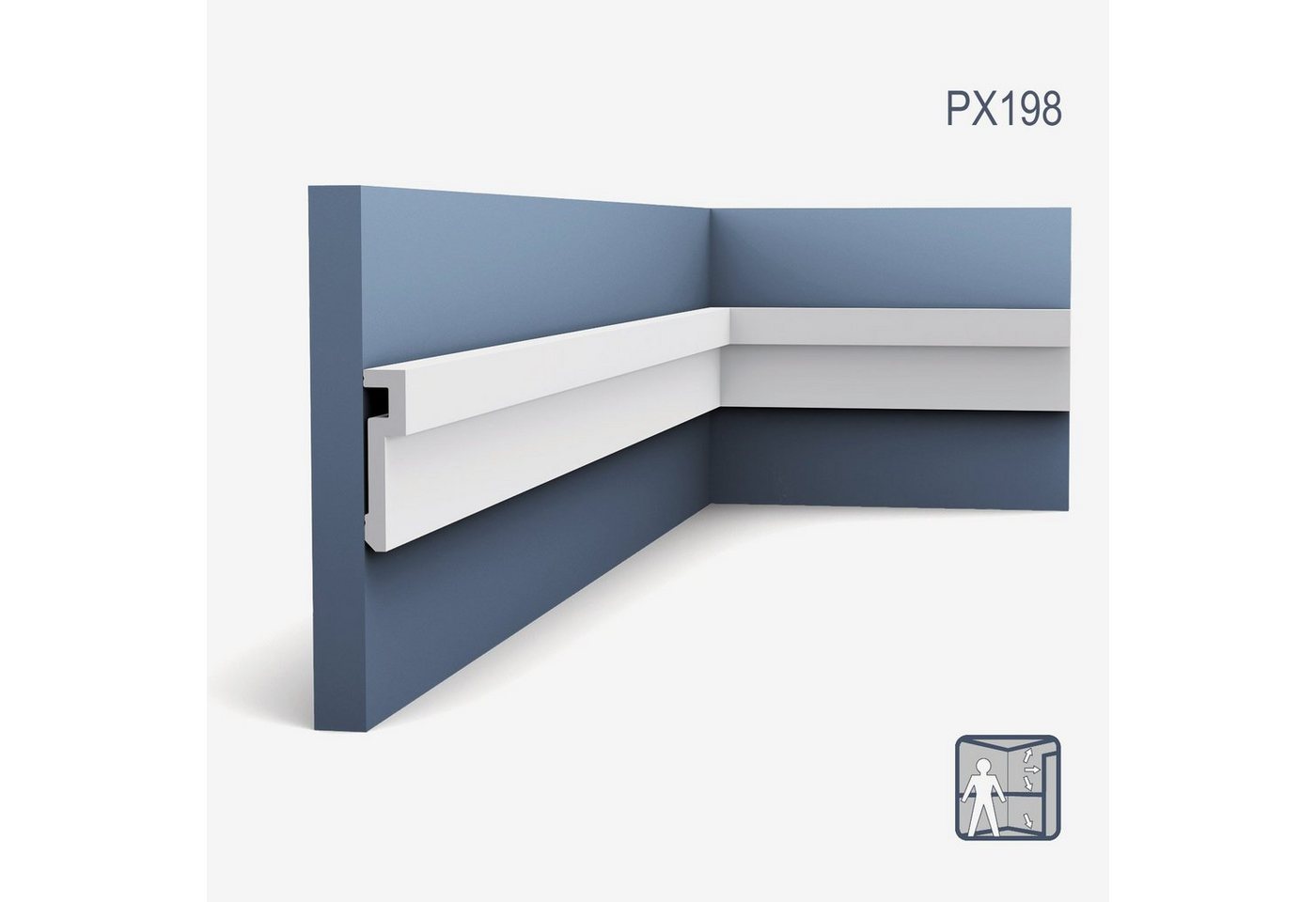 Orac Decor Zierleiste PX198 MODERN U-STEPS Wandleiste Zierleiste Sockelleiste Eckleiste 2 m, kleben, Duropolymer®, 1-St., Wandleiste Stuckleiste Profilleiste 2 Meter von Orac Decor