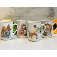 Norman Rockwell Tassen - Kaffeetasse Tasse Teetassen Kaffeebecher 1980Er Jahre Sammlerbecher Hmi von OracleWarriorGoddess
