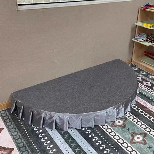 Bühnenpodest Kleines Halbrundes Bühnenpodest mit Teppich und Volant, Bands, Schlagzeug, Tragbares Bühnenpodest für Kinder, Decksystem für Reden In Innenräumen(Gray) von Oracra