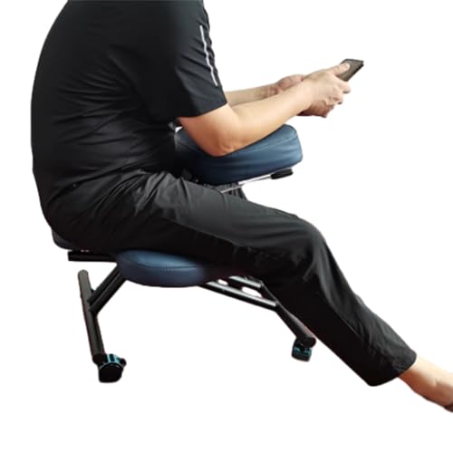 Kniestuhl Cross -Legged Office Chair Blue, Armloser Kniestuhl mit Verstellbarem Neigungswinkel & Rädern, Tragbare Haltungsstühle für Zappelige Sitters von Oracra