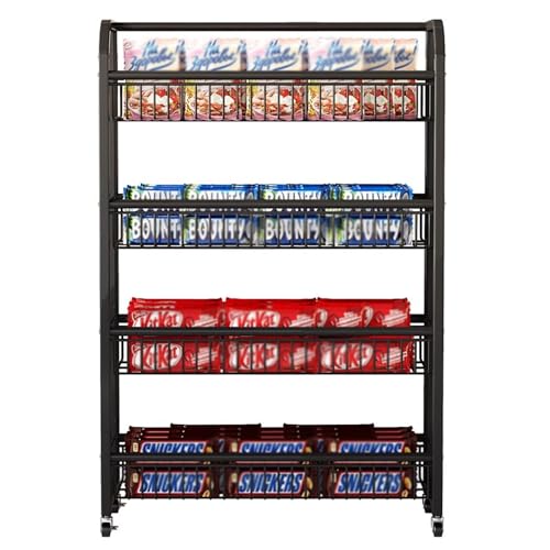 Küchenwagen Einzelhandels -Display -Racks für Snacks, Rollender Supermarktwagen mit Rädern, Kommerzielle Obst -Süßigkeiten -Kartoffel -Organisator für Speisekammer, Küche, Filmzimmer (Color : Black, von Oracra