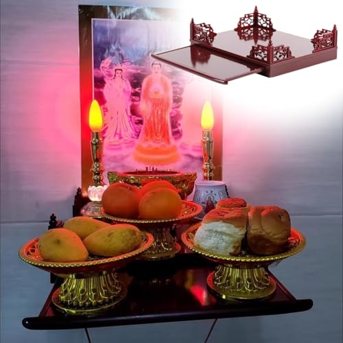 Oracra Altar Tisch Chinesischer Opfertisch Zum Tag Der Toten Buddha-Altar, Katholischer Schreintisch Kleiner Kerzenhalter, Tischdeko Puja-Gebetstisch(50.5cm(19 7/8")) von Oracra