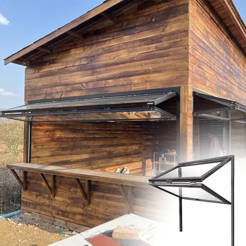 Oracra Schiebefenster Schwarzes Servierfenster für Imbissstände Im Freien Klappfenster für Wohnmobile, Cafés Schiebefenster für Foodtrucks Unterputzmontage(24x38in(61x97cm)) von Oracra