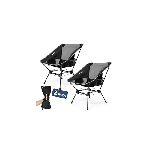 Oragati Faltbare Campingstühle 2er Pack, Leichter Rucksackstuhl in kompaktem Design für Camp, Strand, Wandern, Outdoor, Schwarz, 2 Stück von Oragati