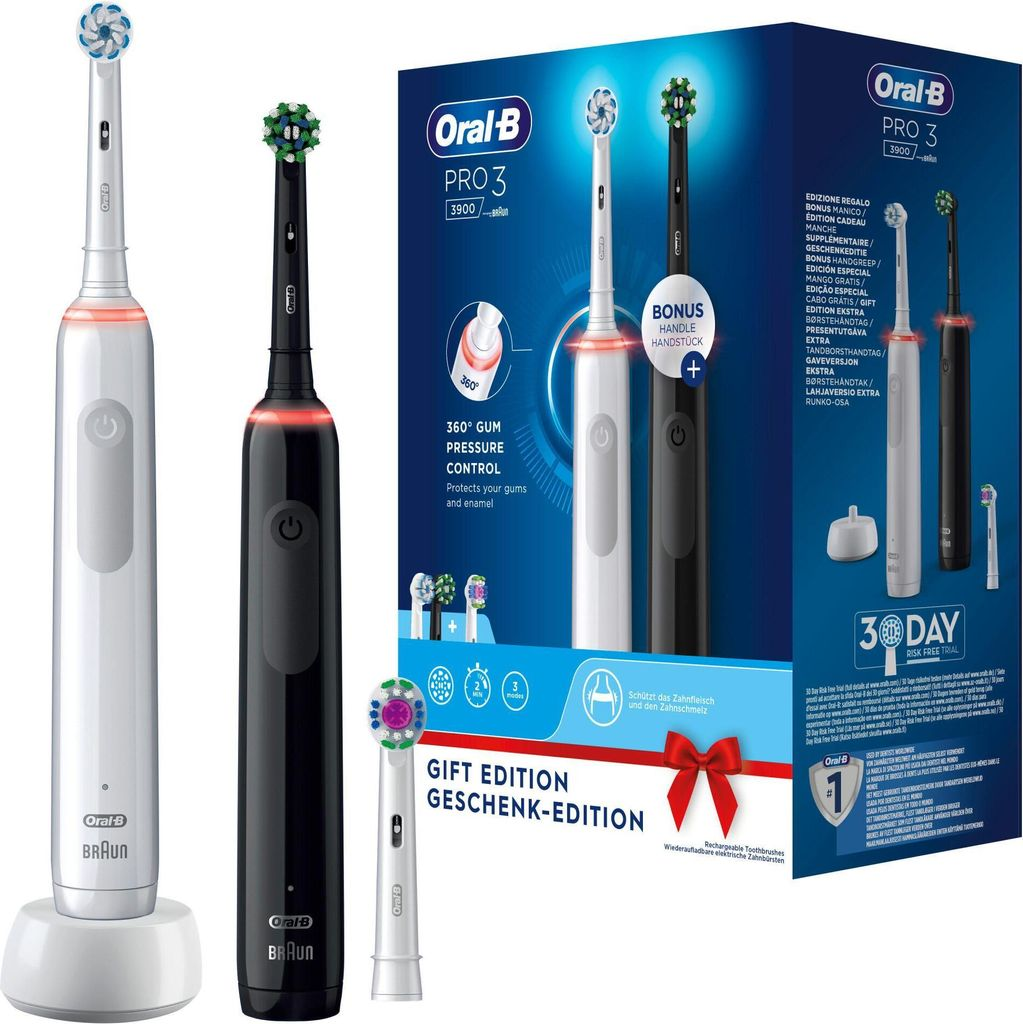 Oral B Pro 3 3900 Elektrische Zahnbürste 2 St. Duopack Black White Edition Jas22 B-Ware Oral B Pro 3 3900 Elektrische Zahnbürste 2 St. Duopack Black White Edition Jas22 B-Ware von Oral-B