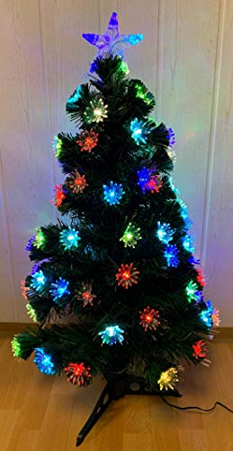 90cm Mini Weihnachtsbaum mit LED Beleuchtung - Künstlicher Kleiner Tannenbaum mit 3-Bein Ständer X Mas Weihnachten - Stern als Baumspitze für Zuhause, Schule, Arbeit und Büro (Grün, Blumen 90cm) von Oramics