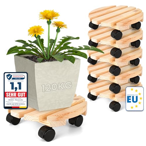 Oramics 6 Stück Pflanzenroller Rund aus Massivholz – Ø30 x 8 cm bis 120 KG belastbar – Rollbrett für Pflanzen, Blumentöpfe und Blumenkübel – Blumentopf Untersetzer mit 4 Rollen Oramics 6 Stück Pflanzenroller Rund aus Massivholz – Ø30 x 8 cm bis 120 KG belastbar – Rollbrett für Pflanzen, Blumentöpfe und Blumenkübel – Blumentopf Untersetzer mit 4 Rollen von Oramics