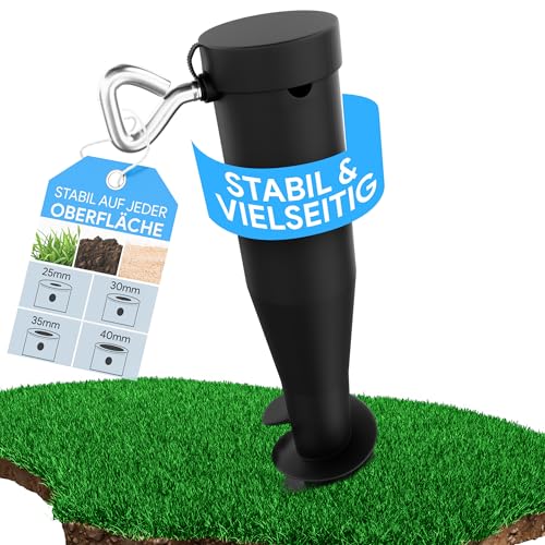 Oramics Bodenhülse Schirmständer für Sonnenschirm Ø 25–45mm – Rasendorn mit Stahl-Drehhilfe & Adapter – 40cm Kunststoff Schirmhalter – Sicherer Halt für Garten, Camping, Strand von Oramics