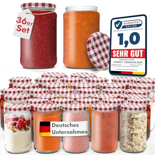 Oramics Einmachgläser mit Schraubdeckel Vorratsgläser Sturzgläser Set zum Einkochen, Konservieren und Servieren als Dessertgläser – Marmeladengläser, Aufbewahrungsgläser (36x 720ml) von Oramics