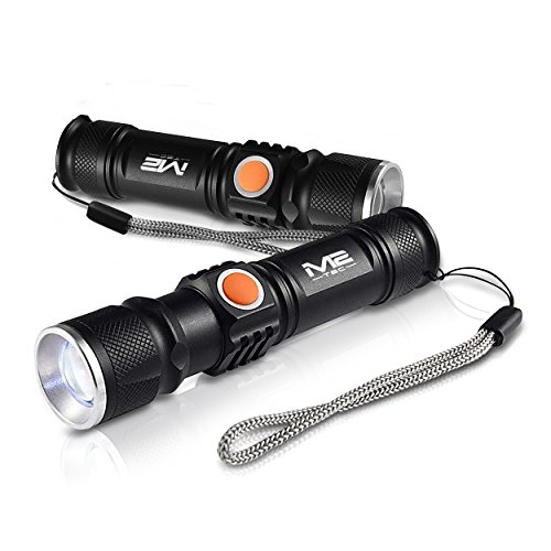 Oramics LED USB Mini Taschenlampe Cree-Technology mit drei Betriebsfunktionen und Zoomfunktion – Aufladbar über USB Anschluss – Gehäuse der Lampe ist wasserfest (2x Mini Taschenlampe) von Oramics