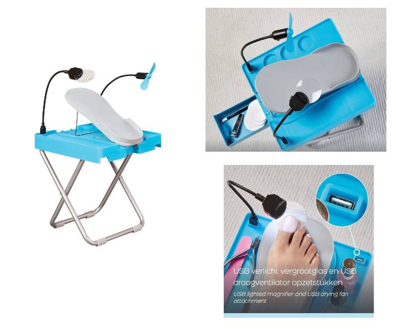 Orange-Planet Fußhocker Beauty Fußstütze Fußpflege Pediküre Nagelhocker Led-licht Gebläse von Orange-Planet