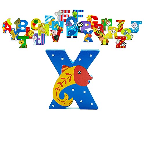 ORANGE TREE Holzbuchstaben Toys, Buchstabe X für Röntgenfisch - Alphabet Tierbuchstaben für Personalisierte Babynamen, Spielzeugkiste, Tür, Wanddekoration - Tiere Kinderzimmer Dekor, Jungen von Orange Tree Toys