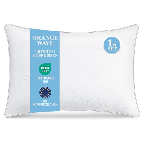 Orange Wave Kopfkissen 40x80 cm - 950g Mikrofaser Schlafkissen, Weiches & Atmungsaktiv, Waschbar & Ahypoallergen, Oeko-Tex Zertifiziert Kissen für Seitenschläfer und Rücken-Schläfer von Orange Wave