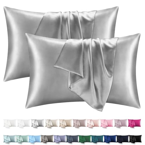 Satin Kissenbezug 40x80 2er Set - Orange Wave Vegane Seide Kopfkissenbezug Resistent und Hypoallergen, Weich wie Seidenkissenbezug für Haar und Haut für Kopfkissen 40x80, Öko-Zertifikat von Orange Wave