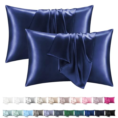 Satin Kissenbezug 50x70 2er Set - Orange Wave Vegane Seide Kopfkissenbezug Resistent und Hypoallergen, Weich wie Seidenkissenbezug für Haar und Haut für Kopfkissen 50x70, Öko-Zertifikat von Orange Wave
