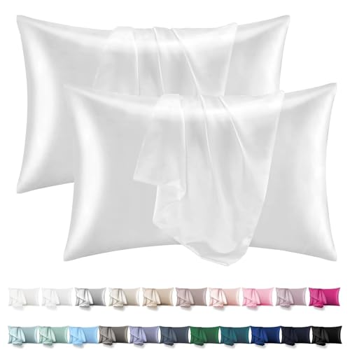 Satin Kissenbezug 50x70 2er Set - Orange Wave Vegane Seide Kopfkissenbezug Resistent und Hypoallergen, Weich wie Seidenkissenbezug für Haar und Haut für Kopfkissen 50x70, Öko-Zertifikat von Orange Wave