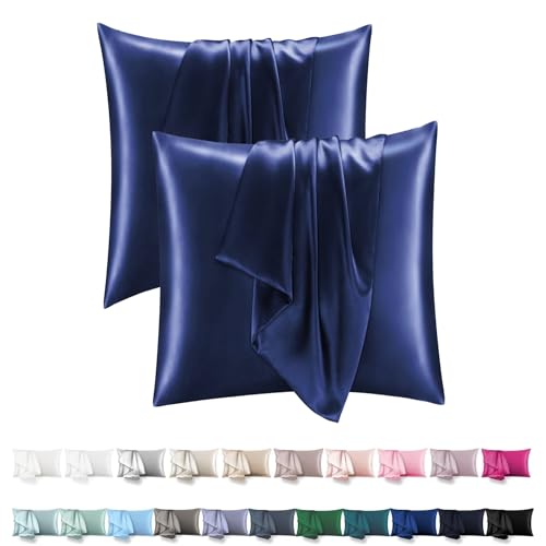 Satin Kissenbezug 60x60 2er Set - Orange Wave Vegane Seide Kopfkissenbezug Resistent und Hypoallergen, Weich wie Seidenkissenbezug für Haar und Haut für Kopfkissen 60x60, Öko-Zertifikat von Orange Wave