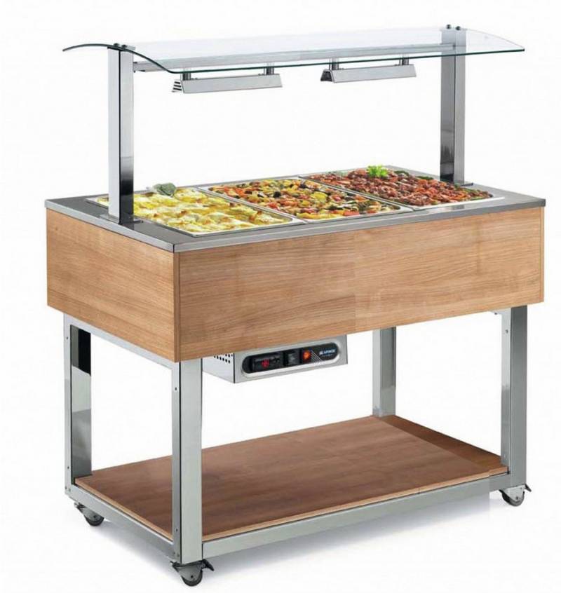 Orange Speisenwärmer Buffet-Element Wärmewanne beheizt 1169 mm GN 3/1 Vollverkleidung von Orange