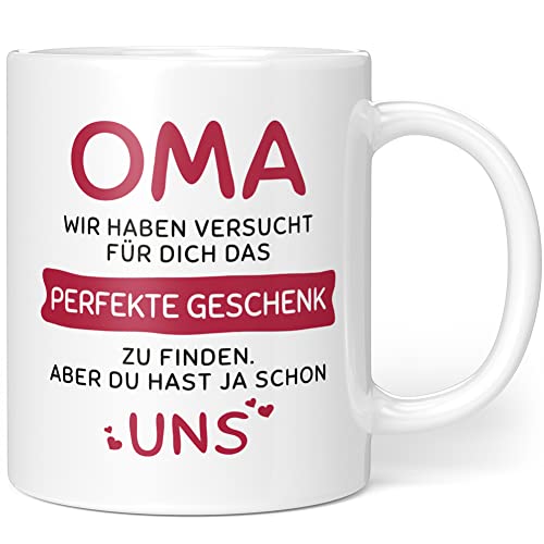 Geschenkideen Oma - Das Perfekte Geschenk Aber Du Hast Ja Uns - Geschenke für Oma - Oma Tasse - Oma Enkel Geschenk Geburtstag - Keramik 330ml von Orange9