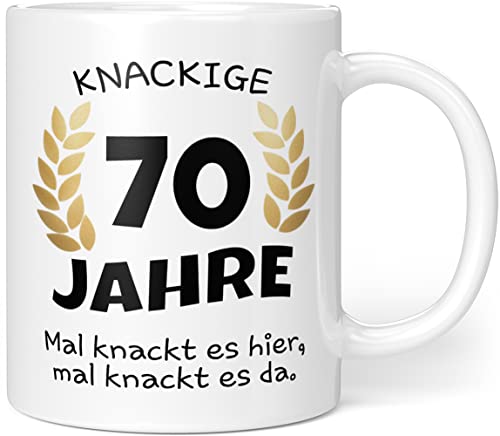 Knackige 70 Jahre Geburtstag | Geschenk zum 70. Geburtstag | Tasse mit lustigem Spruch Geschenkideen (Zum 70. Geburtstag) - Porzellan 300ml von Orange9