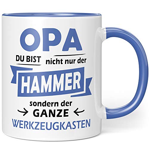 Opa Tasse mit Spruch Opa Du Bist Nicht nur der Hammer Geschenk für Opa zum Geburtstag Weihnachten (Opa - Henkel & Innen Blau) von Orange9