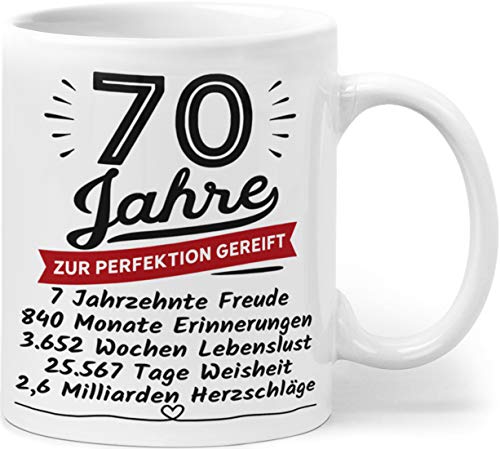 Geburtstag Geschenk 70 - Geburtstag 70 Jahre Zur Perfektion Gereift - Geburtstagsgeschenk für Frauen Männer - Keramik 330ml von Orange9
