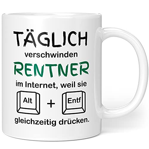 Rentner Spruch Renteneintritt Rente Tasse Ruhestand Pension Geschenk Rentenbeginn Beruf Lustig Witzig (Rentner Alt Entf) - Keramik 330ml von Orange9