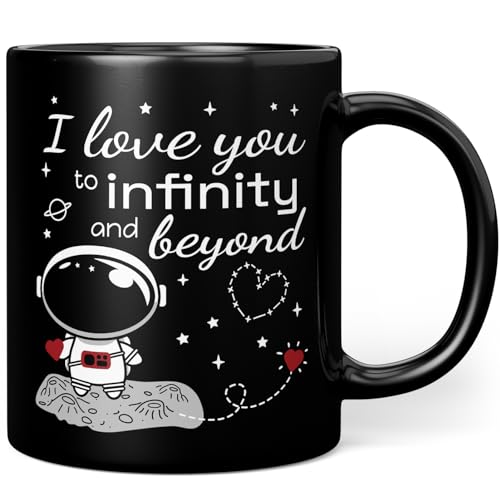 Tasse Liebe Geschenk Partner Paar - I love you to infinity and beyond - Geschenk Freundin Freund - Lieblingsmensch - Weihnachtsgeschenke Frauen (I love you - Infinity - Black) Keramik von Orange9