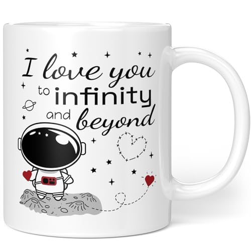 Tasse Liebe Geschenk Partner Paar - I love you to infinity and beyond - Geschenk Freundin Freund - Lieblingsmensch - Weihnachtsgeschenke Frauen (I love you - Infinity - White) Keramik von Orange9