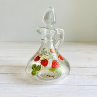 Vintage Dressing Menage/Handgemalte Erdbeeren Aus Glas Für Soßen, Öl Oder Essig von OrangeBlossomVntg