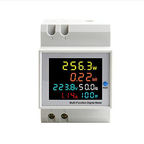 OrangeClub 6in1 Digitaler Stromzähler Hutschiene Digitaler Stromzähler Energiezähler AC40-300V 100A Wechselstromzähler Zähler Amperemeter Voltmeter für DIN Hutschiene Zwischenzähler von OrangeClub