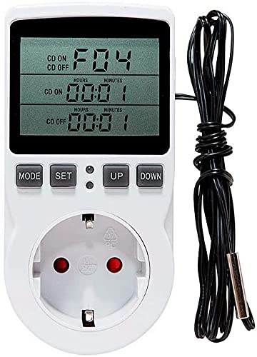 OrangeClub Digitaler Temperaturregler Steckdosen mit fühler Steckdose, LCD Bildschirm Heizen Kühlen Temperaturschalter, 230V Thermostate für Gewächshaus Bauernhof Temperaturregler/Terrarium Thermostat von OrangeClub