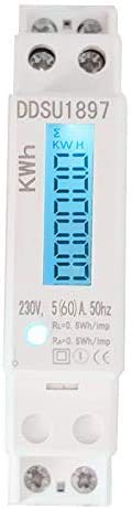 OrangeClub LCD digitaler Wechselstromzähler Stromzähler Wattmeter mit Leistungsanzeige 5(60) A für Hutschiene mit S0 Schnittstelle von OrangeClub