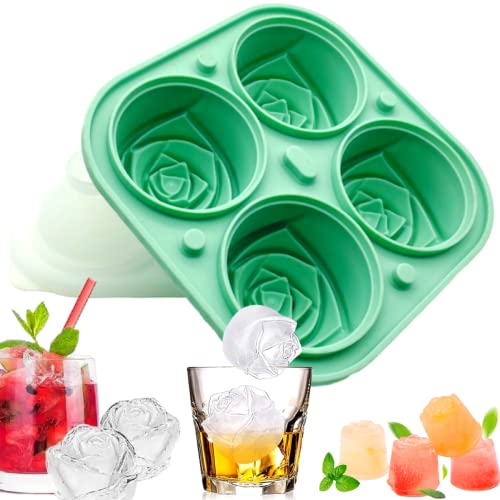 Orapink Eiswürfelformen-Set, 3D-Rosen-Eiswürfelform, Silikon-Eiswürfelform, 6,3 cm große Rosen-Eiswürfelformen für gekühlte Getränke, Whiskey und Cocktails, einfaches Herauslösen von Orapink