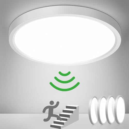 Lampe Deckenlampe mit Bewegungsmelder Innen, [4 Stück] 24W 2400LM Rund Deckenlampe mit Bewegungssensor Innen, Ø30CM Ultra Dünn 4000K LED Deckenleuchte Sensor als Flur/Balkon/Garage/Abstellraum von Oraymin