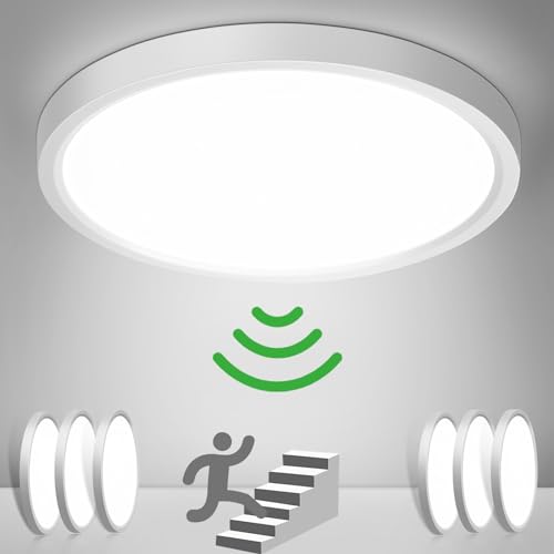 Lampe Deckenlampe mit Bewegungsmelder Innen, [6 Stück] 24W 2400LM Rund Deckenlampe mit Bewegungssensor Innen, Ø30CM Ultra Dünn 4000K LED Deckenleuchte Sensor als Flur/Balkon/Garage/Abstellraum von Oraymin