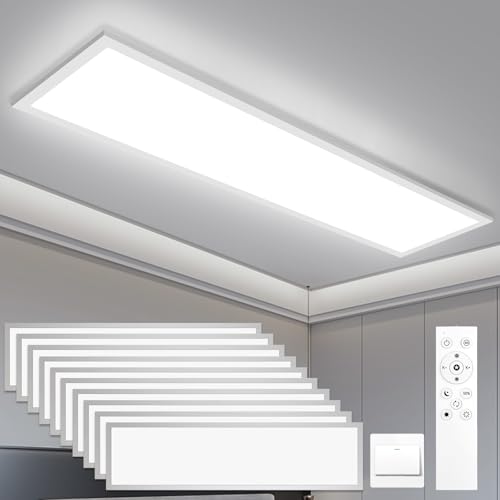 Oraymin 10 x LED Lampen Deckenlampen 120x30CM, LED Panel Deckenleuchte RGB mit Fernbedienung, Lichtpanel, 3000K-6500K Deckenpaneele als Deckenleuchte Tageslicht, Lampe Büro Decke von Oraymin