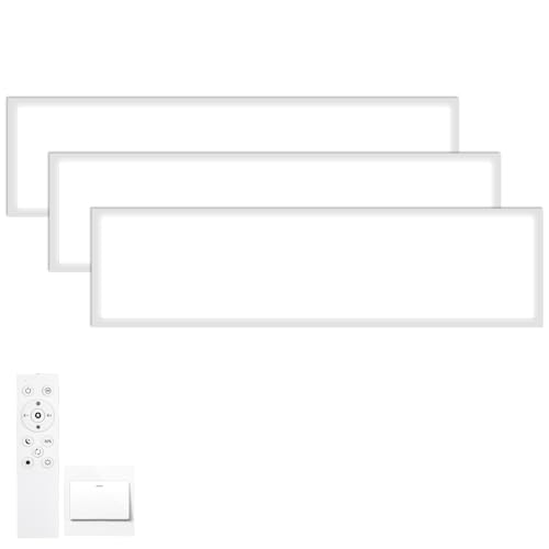 Oraymin 3 Stück LED Panel Deckenleuchte 100x25CM mit Fernbedienung, 30W 3300LM LED Deckenlampe Dimmbar, Speicherfunktion, 3000K-6500K Warmweiß-Kaltweiß TageslichtLampe für Wohnzimmer Schlafzimmer Büro von Oraymin
