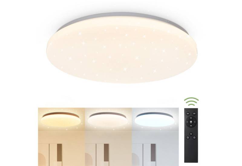 Oraymin Deckenleuchte LED Deckenlampe Deckenleuchte Rund Panel mit Fernbedienung 3000-6500k, Dimmbar, LED fest integriert, Kaltweiß Warmweiß Neutralweiß, für Schlafzimmer, Flur, Balkon,2400LM, IP20, 24W von Oraymin