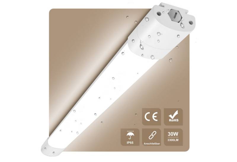 Oraymin Deckenleuchte LED Feuchtraumleuchte 30W Kellerlampe 90cm IP65 Wannenleuchte, Neutralweiß, LED fest integriert, Neutralweiß, LED Feuchtraumleuchte 30W 90cm IP65 4000K von Oraymin