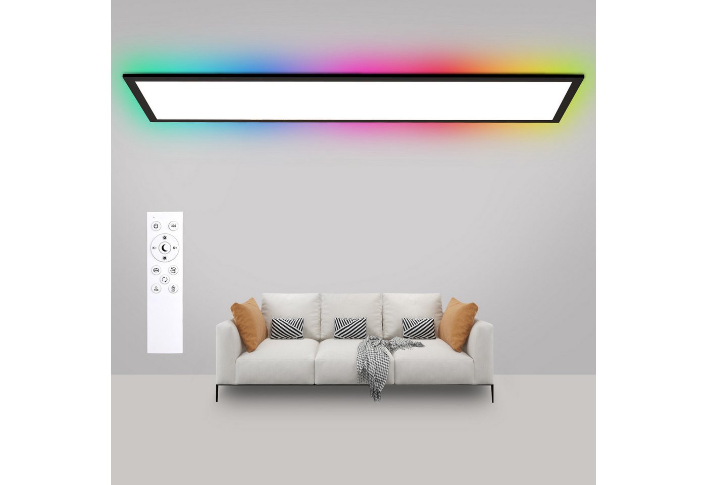 Oraymin Deckenleuchte LED Panel Dimmbar CCT+RGB Fernbedienung Ultraflach, RGB, LED fest integriert, 3000K~6500K, RGB, Ultra-Dünnes LED Panellicht RGB+CCT 30W mit Fernbedienung 3300LM Oraymin Deckenleuchte LED Panel Dimmbar CCT+RGB Fernbedienung Ultraflach, RGB, LED fest integriert, 3000K~6500K, RGB, Ultra-Dünnes LED Panellicht RGB+CCT 30W mit Fernbedienung 3300LM von Oraymin