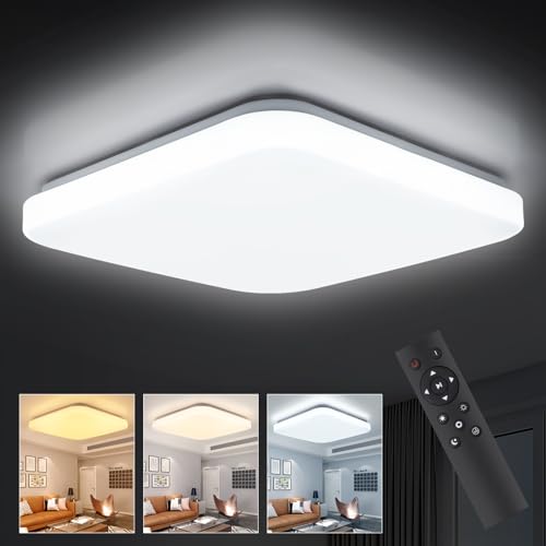 Oraymin LED Deckenleuchte 40W Deckenlampe Dimmbar, Deckenlampe mit Fernbedienung 3000K-6500K Dimmbar 4250LM, IP44 LED Lampen Deckenlampen für Küche, Flur, Schlafzimmer, Wohnzimmer 33CM von Oraymin
