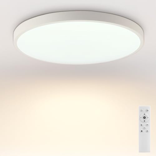 Oraymin Deckenlampe mit Fernbedienung 18W 2000LM, IP44 Wasserdicht Badezimmer Lampe, LED Deckenleuchte Dimmbar 3000K - 6500K Warmweiß Kaltweiß Tageslicht für Wohnzimmer Kinderzimmer Bad Flur Ø23cm von Oraymin