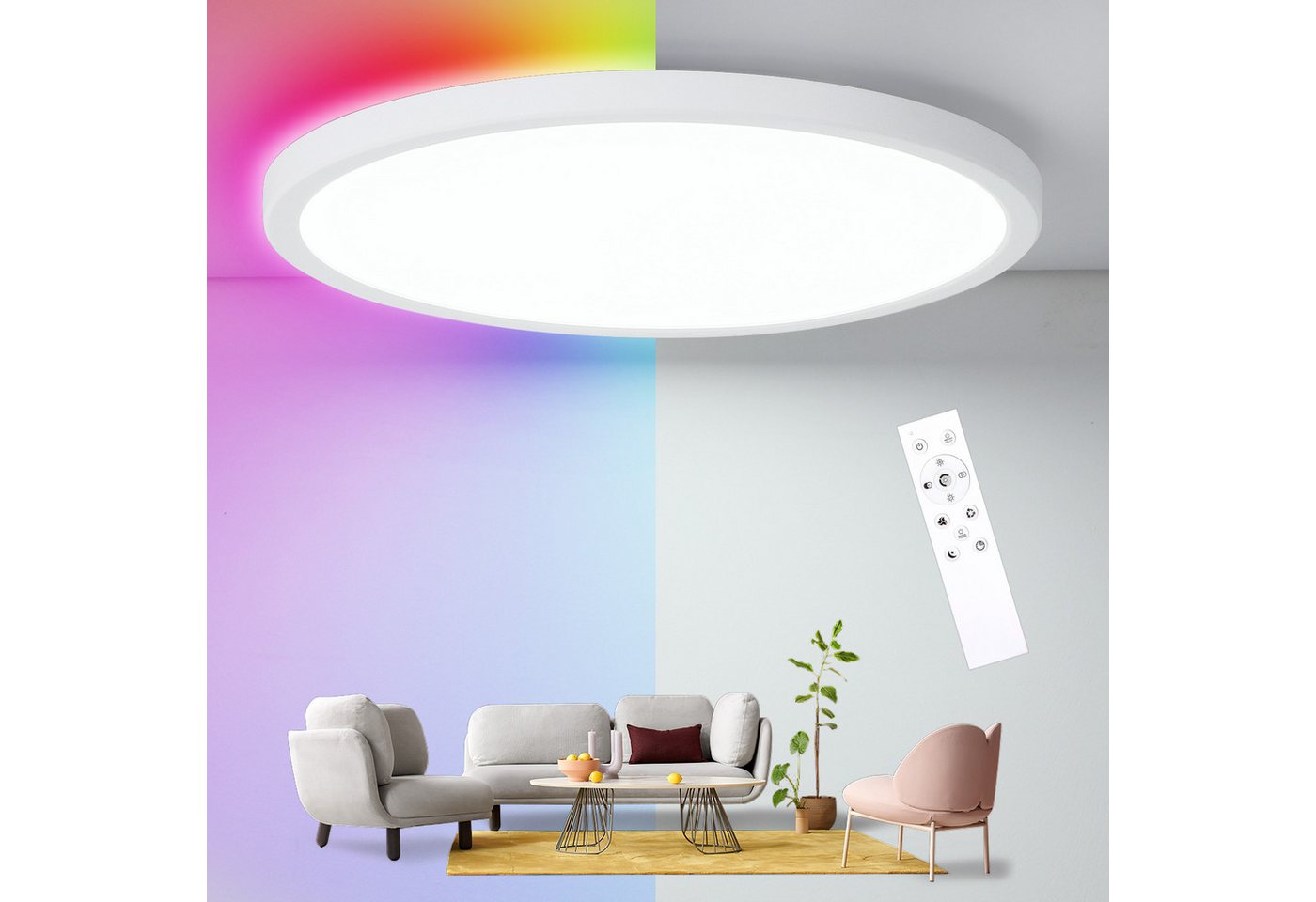 Oraymin LED Deckenleuchte Dimmbar 24W Smart RGB+CCT Fernbedienung Ø30cm Wohnzimmer, RGB+CCT, LED fest integriert, RGB+CCT, LED Deckenleuchte Dimmbar 24W Smart RGB+CCT Fernbedienung Oraymin LED Deckenleuchte Dimmbar 24W Smart RGB+CCT Fernbedienung Ø30cm Wohnzimmer, RGB+CCT, LED fest integriert, RGB+CCT, LED Deckenleuchte Dimmbar 24W Smart RGB+CCT Fernbedienung von Oraymin