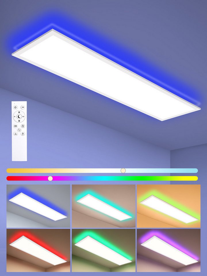 Oraymin LED Deckenleuchte Dimmbar LED Panel, Deckenlampe LED CCT RGB, Deckenlampe LED, RGB, LED fest integriert, LED Küchenlampe Farbwechsler, Deckenlampe LED Eckig, LED Deckenlampe, 3000-6500K, RGB, CCT, Kein Flimmern, Deckenlampe Büro von Oraymin