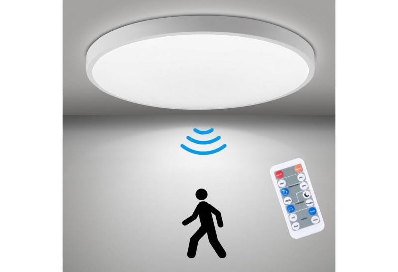 Oraymin LED Deckenleuchte Lampe Decke Rund Weiß Panel mit Bewegungsmelder 4000K, Bewegungsmelder, LED fest integriert, Neutralweiß, für Schlafzimmer, Flur, Balkon,1800LM, 18W, IP44 von Oraymin