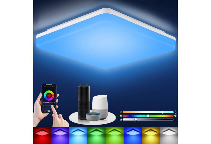 Oraymin LED Deckenleuchte RGB, App-Steuerung, Alexa Lampe, Smart Deckenlampe mit Fernbedienung, LED fest integriert, Deckenleuchte Küche, Deckenleuchte Flur, Deckenlampe Dimmbar, Deckenlampe LED Wohnzimmer, 2700-6500K, LED Deckenlampe Farbwechsel, PC, Lampe Wohnzimmer, Lampe von Oraymin
