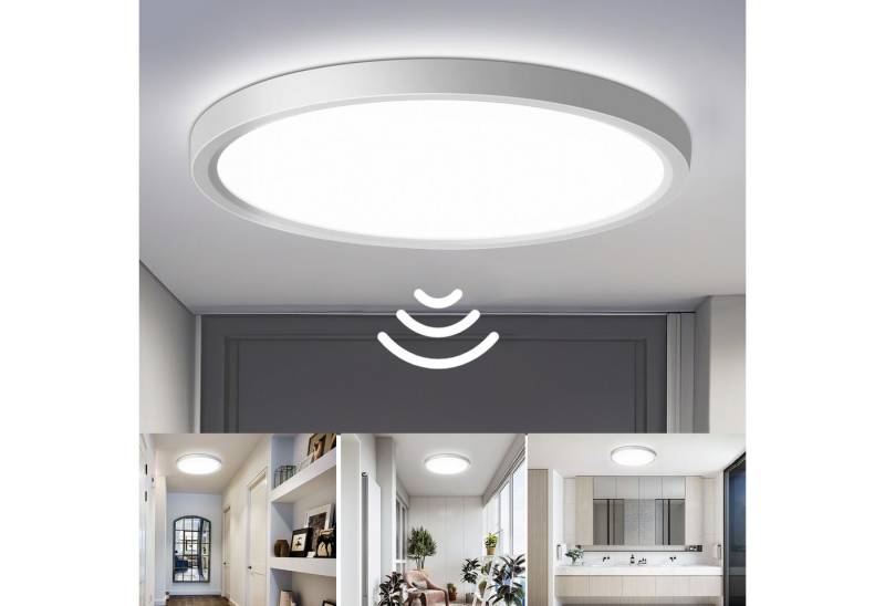 Oraymin LED Deckenleuchte mit Radar Bewegungsmelder Innen 18W Badezimmer Keller Flur, 4000K, LED fest integriert, Neutralweiß, LED Deckenleuchte mit Radar Bewegungsmelder energiesparend & hell 18W von Oraymin