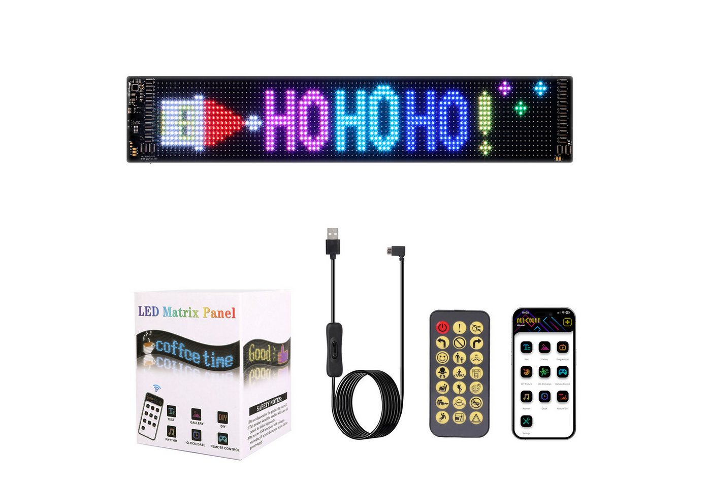 Oraymin LED Dekolicht RGB mit Bluetooth & App-Steuerung – Programmierbares Display, RGB, LED fest integriert, RGB, Helles, flexibles LED-Display mit USB-Stromversorgung, APP-Steuerung von Oraymin